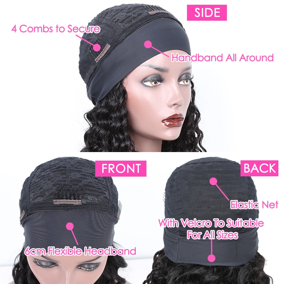 Beaudiva P4/27 Highlight Curly Headband Wig Human Hair Deep Wave Wig Remy Brazilian Scarf Half Machine Made Wigs For Women