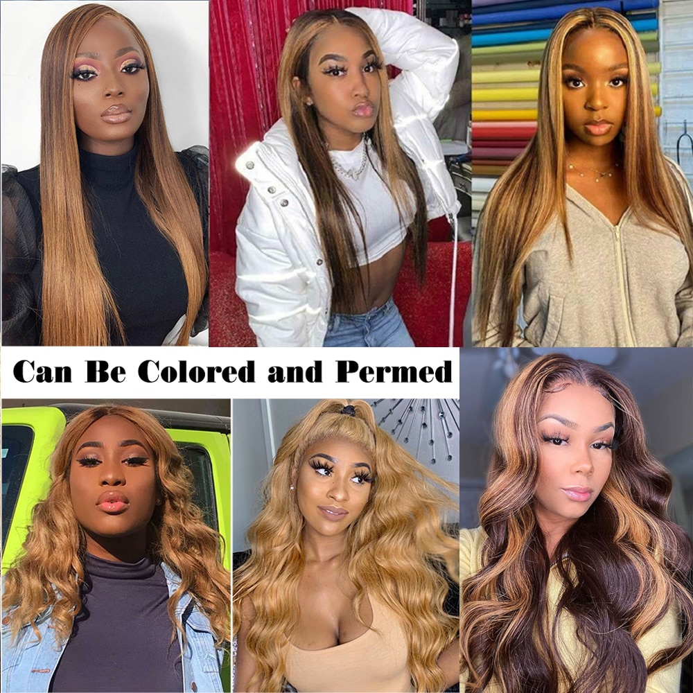 Honey Blonde Brown Highlight Wig Body Wave Lace Front Wig P4 27 Ombre Human Hair Wigs For Women 150% 13x4 Lace Frontal Wig