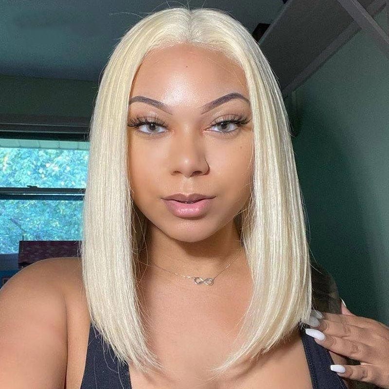 613 Honey Blonde Bob Wig Straight Short Bob Wig Peruvian HD Transparent Lace Front Human Hair Wigs For Black Women Pre Plucked