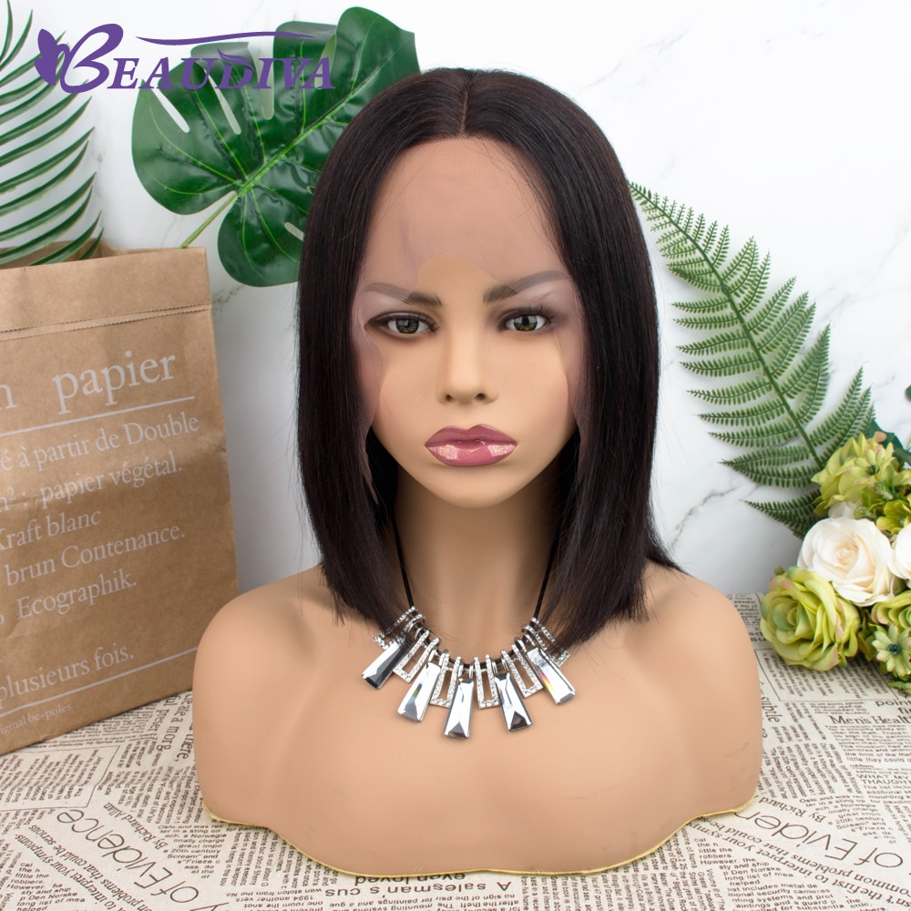 Short Lace Front Human Hair Wigs Bob Wig For Black Women Beaudiva Hair Brazilian Straight 13x4 Lace Wig