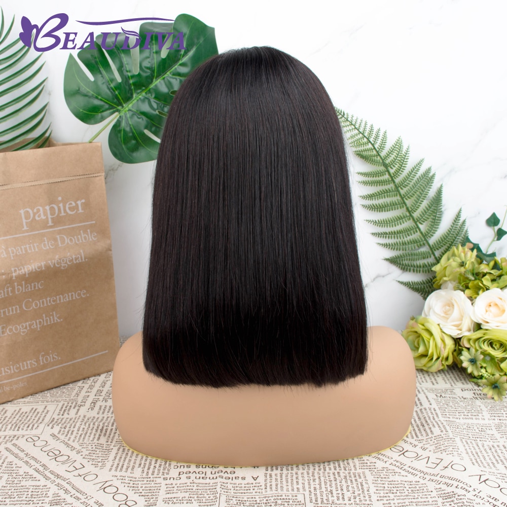 Short Lace Front Human Hair Wigs Bob Wig For Black Women Beaudiva Hair Brazilian Straight 13x4 Lace Wig
