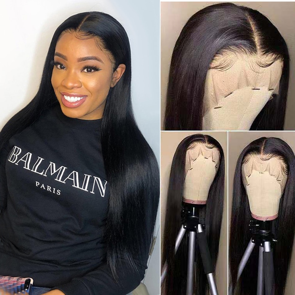 Beaudiva 13x4 Straight Lace Front Human Hair Wigs For Black Women PrePlucked Peruvian Remy Straight Lace Front Wigs