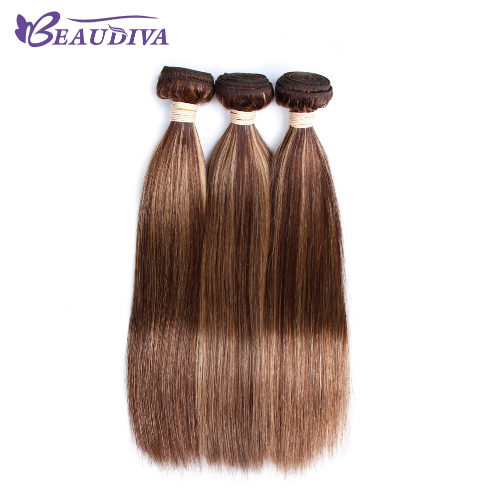Highlight Ombre Bundles With Closure Free Brazilian Bone Straight Bundles With Closure Brown Human Hair Bundles With Closure
