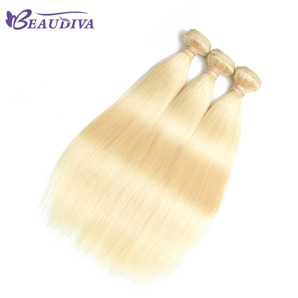 Beaudiva Brazilian Hair Weave Bundles 613 Blonde Bundles With Frontal 613 Straight Human Hair Bundles With Closure 13*4 Frontal