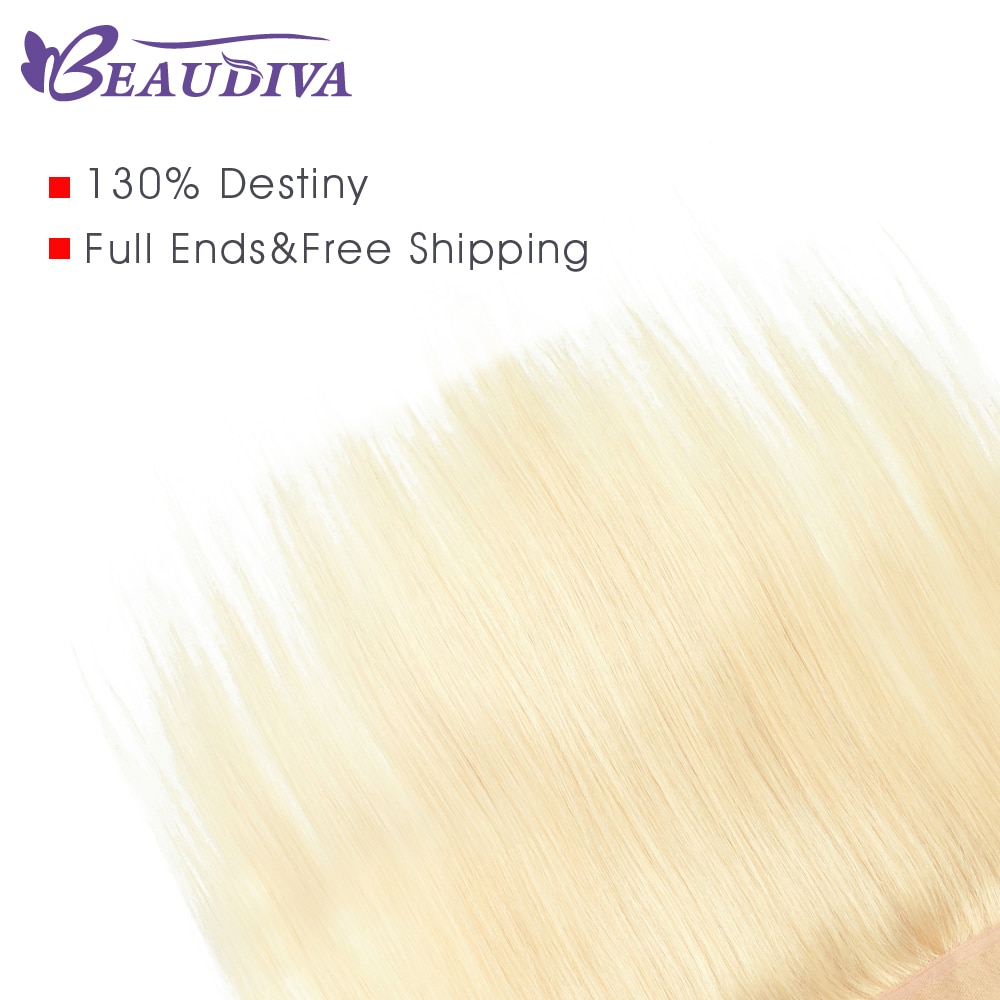 Beaudiva Brazilian Hair Weave Bundles 613 Blonde Bundles With Frontal 613 Straight Human Hair Bundles With Closure 13*4 Frontal