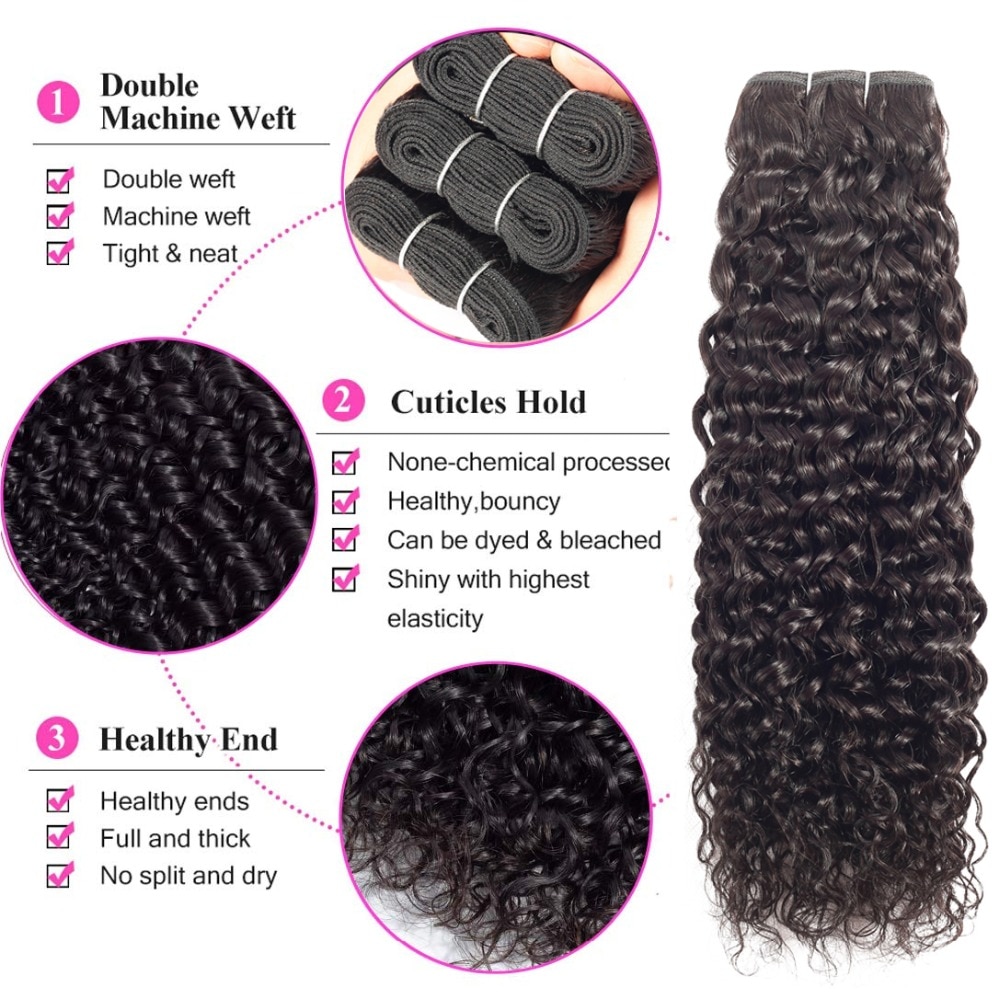 Beaudiva Hair Water Wave Bundles With Closure Curly Brazilian water wave bundles with closure Brazilian Human Hair Weave Bundles