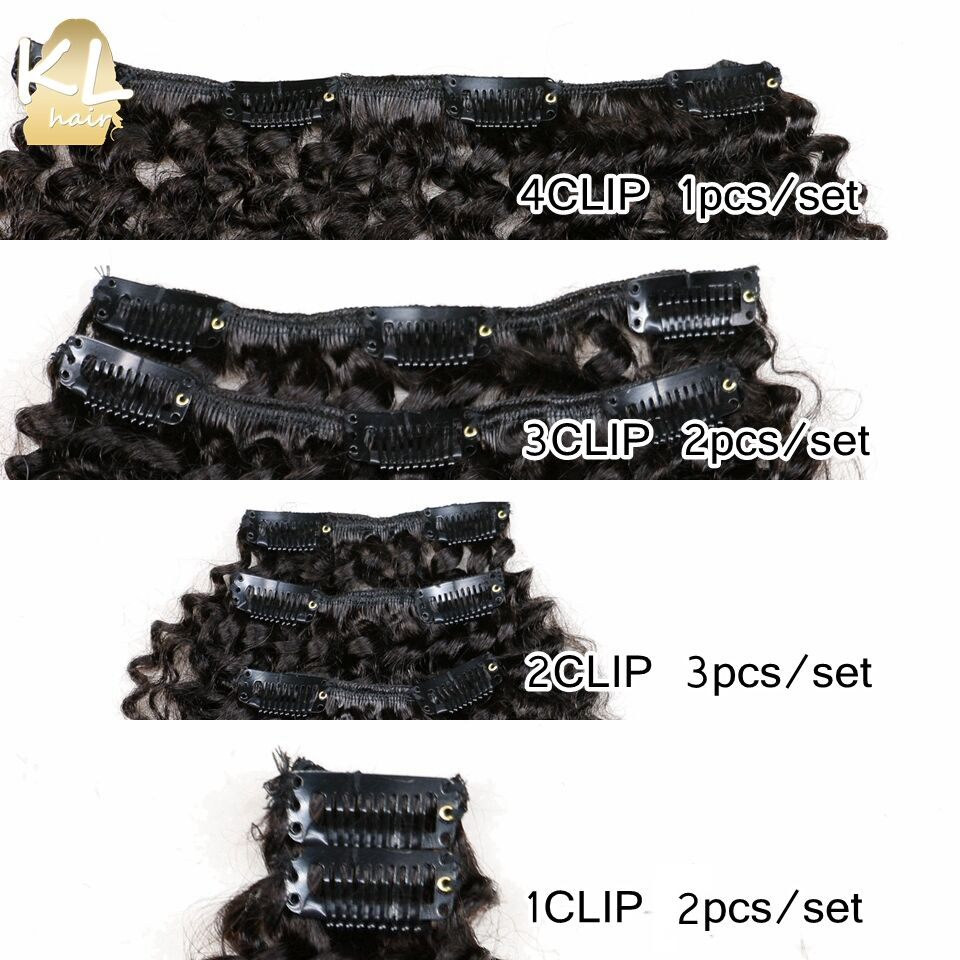 KL Clip In Hair Extensions 4B 4C Afro Kinky Curly Clip Ins Natural Color Brazilian Remy Human Hair Clips 120G 8Pcs Extensions