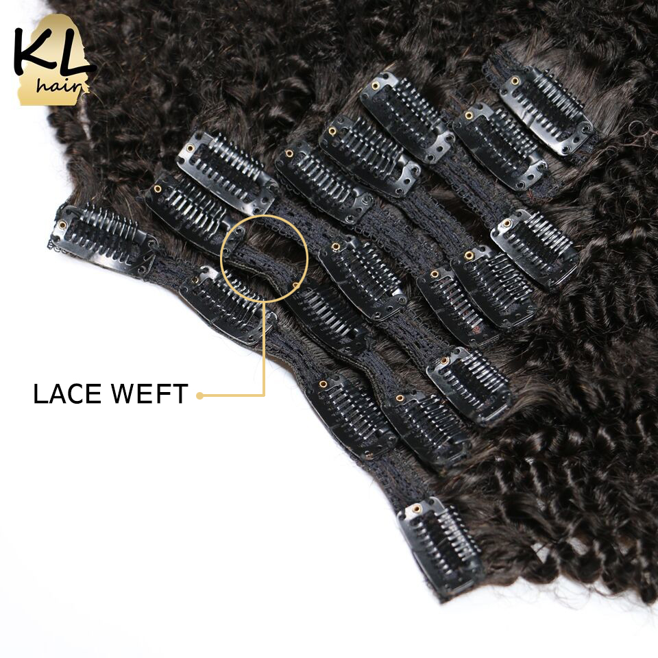 KL Clip In Hair Extensions 4B 4C Afro Kinky Curly Clip Ins Natural Color Brazilian Remy Human Hair Clips 120G 8Pcs Extensions